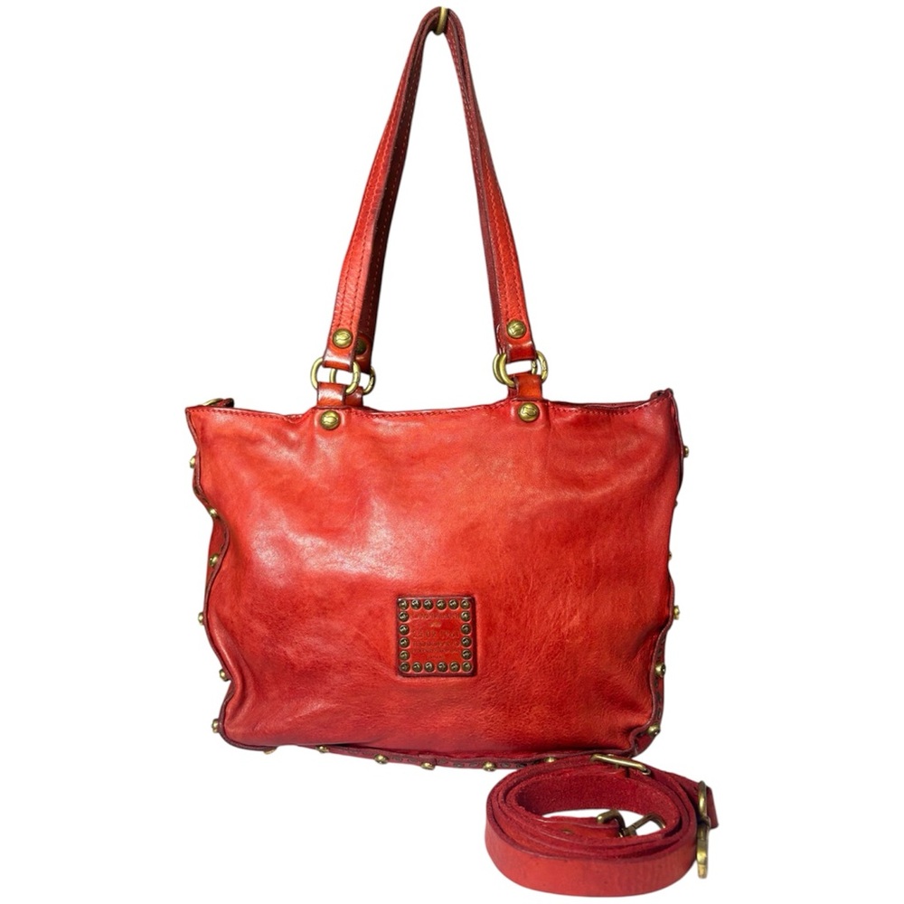 Campomaggi Red Leather Two Way Bag